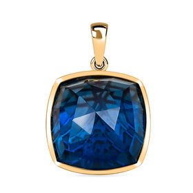 D'Joy Blauer Quarz Triplette Anhänger 925 Silber vergoldet ca. 18,70 ct.
