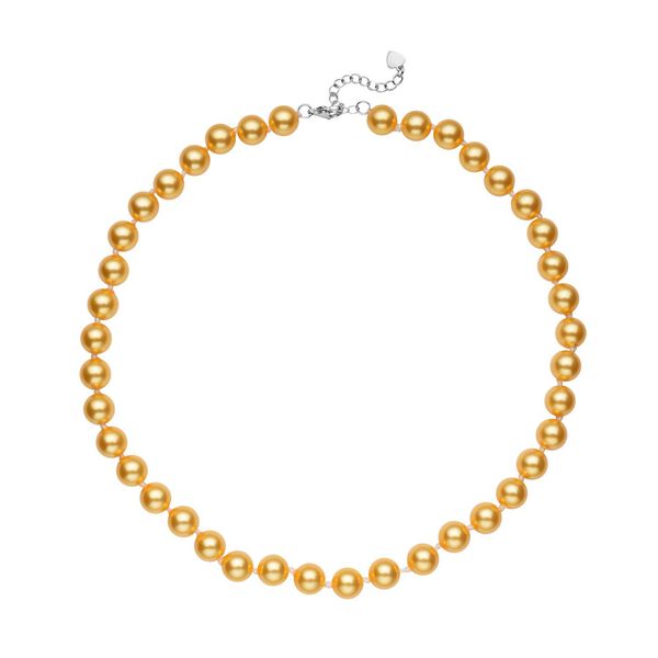 Goldene Muschelkernperlen-Halskette, ca. 45 cm, silberfarben