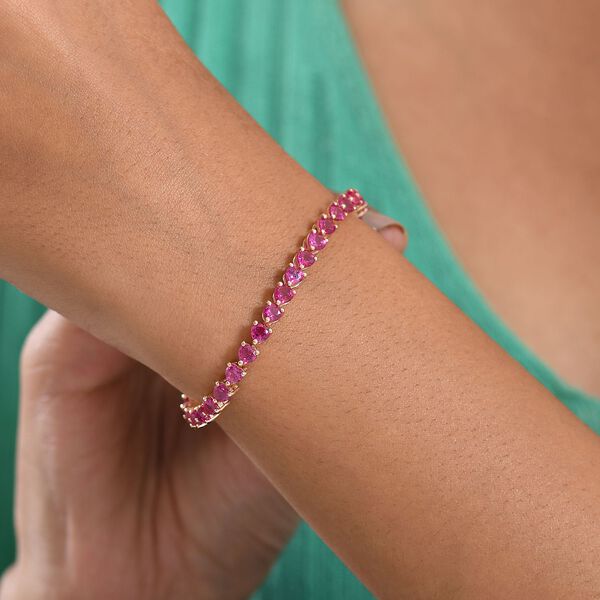 AAA Lab Grown Rosa Saphir Armband ca. 19 cm 925 Silber 750 Ros&eacute;gold Vermeil ca. 14.12 ct image number 3