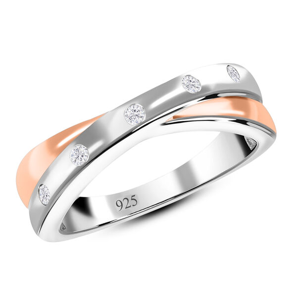 Diamant Ring 925 Silber Bicolor  ca. 0,10 ct image number 4