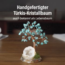 Handgefertigter T&uuml;rkis-Kristallbaum aus Kupferdraht, 7&times;12 cm, T&uuml;rkisblau