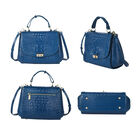 Luxus Crossbody Tasche mit Kroko-Prägung aus echtem Leder, Blau image number 3