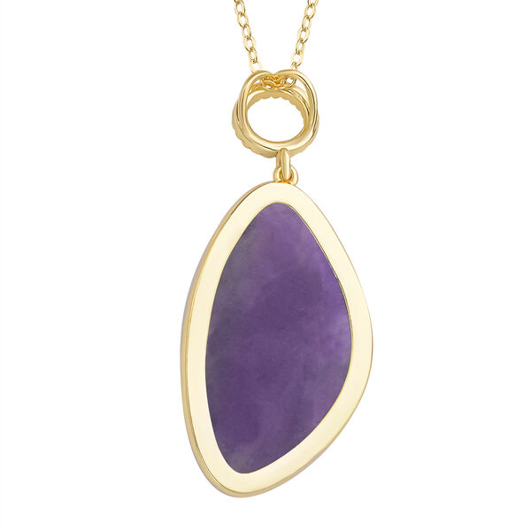 Afrikanischer Amethyst, Weißer Zirkonia Anhänger mit Kette, Goldfarbene ca. 18.00 ct image number 4