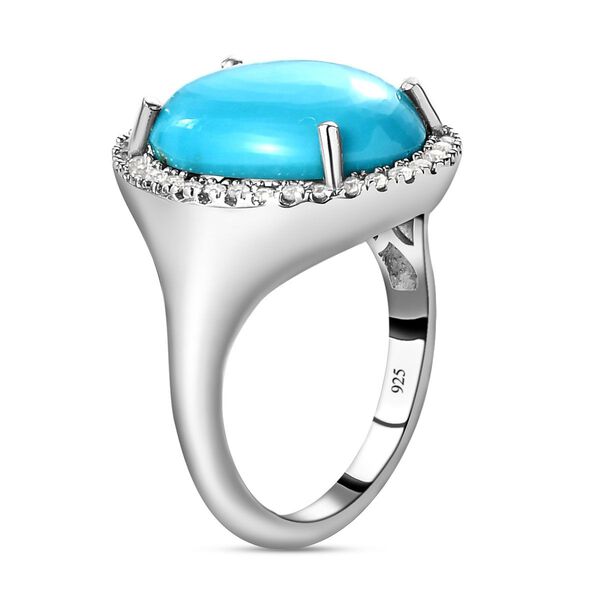 Amerikanischer, nat&uuml;rlicher Sleeping Beauty T&uuml;rkis und Zirkon-Halo-Ring in Silber image number 5