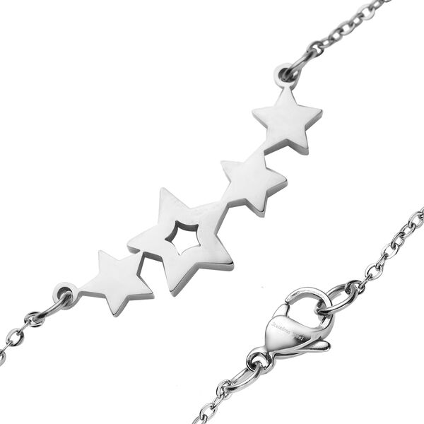 2er - Set silberne Ohrringe und Halskette, ca. 50 cm, Edelstahl image number 4