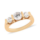 LUSTRO STELLA Hergestellt mit ZIRKONIA 3 Stein Ring 925 Silber 585 Vergoldet (Größe 16.00) image number 3