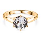 J Francis gefertigt mit SWAROVSKI Weißer Swarovski Kristall Ring 925 Silber 750 Gelbgold Vermeil (Größe 21.00)