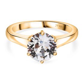 J Francis gefertigt mit SWAROVSKI Weißer Swarovski Kristall Ring, 925 Silber 750 Gelbgold Vermeil