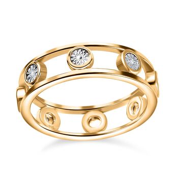 Doppelreihiger Ring mit Wei&szlig;en P Diamanten, 925 Silber 750 Gelbgold Vermeil (Gr&ouml;&szlig;e 18.00)