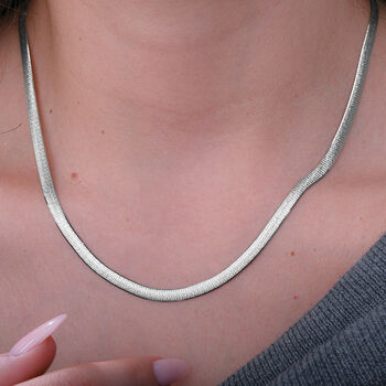 Fischgr&auml;tenkette 45 cm in 925 Silber rhodiniert