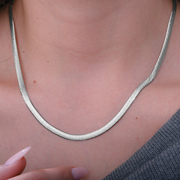 Fischgr&auml;tenkette 45 cm in 925 Silber rhodiniert image number 2