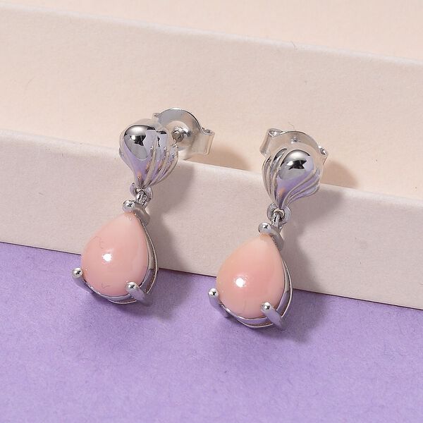 D'Joy Natürliche Rosa Königsmuschel Perle Ohrringe, 925 Silber rhodiniert image number 2