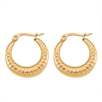 Geh&auml;mmerte Creolen, 316L Edelstahl, goldfarben