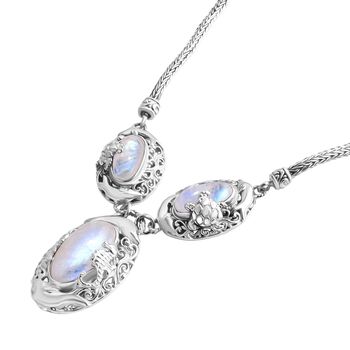 D'Joy Premium Regenbogen Mondstein Halskette ca. 50 cm 925 Silber ca. 20.14 ct