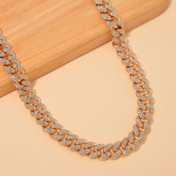 Wei&szlig;er Kristall Halskette ca. 50 cm Gelb image number 1