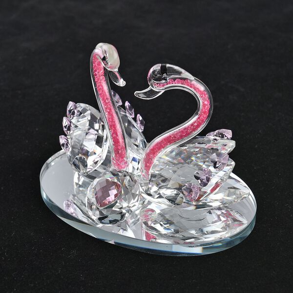The 5th Season - Zwillings-Kristallschw&auml;ne auf Spiegelplatte, 13x9.5x9cm, rosa image number 3