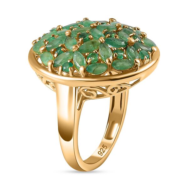 Kagem Sambischer Smaragd Ring, 925 Silber 750 Gelbgold Vermeil (Gr&ouml;&szlig;e 18.00) ca. 2.83 ct image number 5