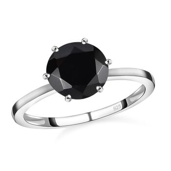 Schwarzer Spinell Ring, 925 Silber,  (Gr&ouml;&szlig;e 19.00) ca. 3.31 ct