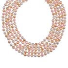 Mehrreihige Muschelkernperle in Gold, Rosa und weiß, 255 cm