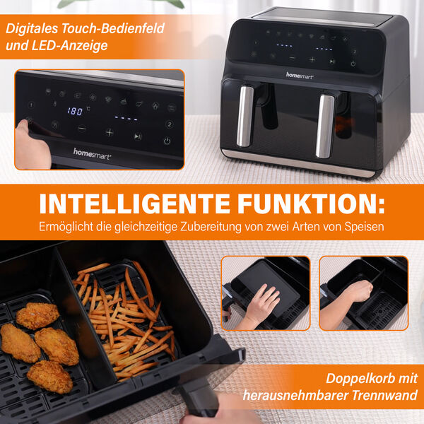 HOMESMART Hei&szlig;luftfritteuse, Schwarz image number 3