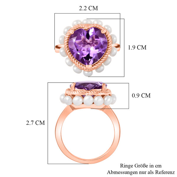 D'Joy AAA Rose De France Amethyst und S&uuml;&szlig;wasser Perle Ring image number 6