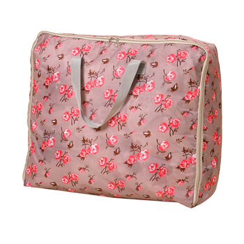 LIVMORE 3er-Set Aufbewahrungstaschen aus 210D-Oxford-Gewebe, Blumenmuster, Rosa
