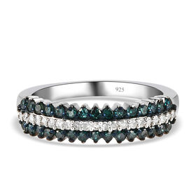 Blauer und weißer Diamant-Ring - 0,50 ct.