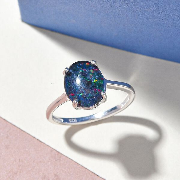 Boulder Opal Triplett-Ring, 925 Silber  ca. 1,77 ct image number 3