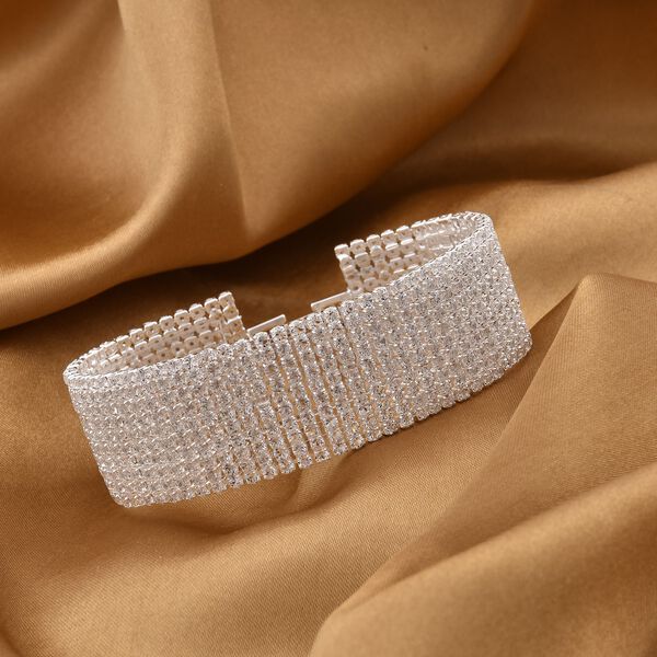 Mehrreihiges Kristall Carpet Armband, ca. 19 cm, silberfarben image number 2