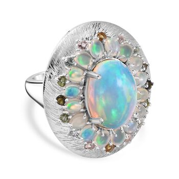 Nat&uuml;rlicher, &auml;thiopischer Welo Opal und Multi-Turmalin-Ring - 6,24 ct.