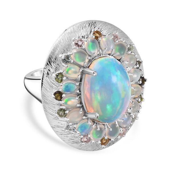 Nat&uuml;rlicher, &auml;thiopischer Welo Opal und Multi-Turmalin-Ring - 6,24 ct.