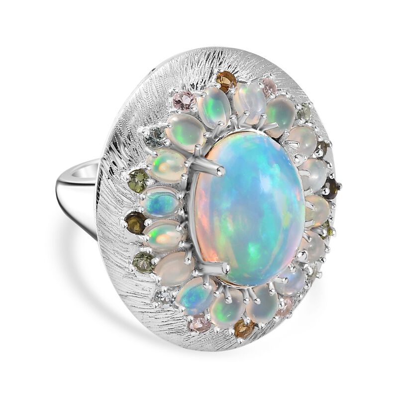AA Natürlicher, äthiopischer Welo Opal Ring 925 Silber platiniert (Größe 17.00) ca. 6,24 ct image number 0