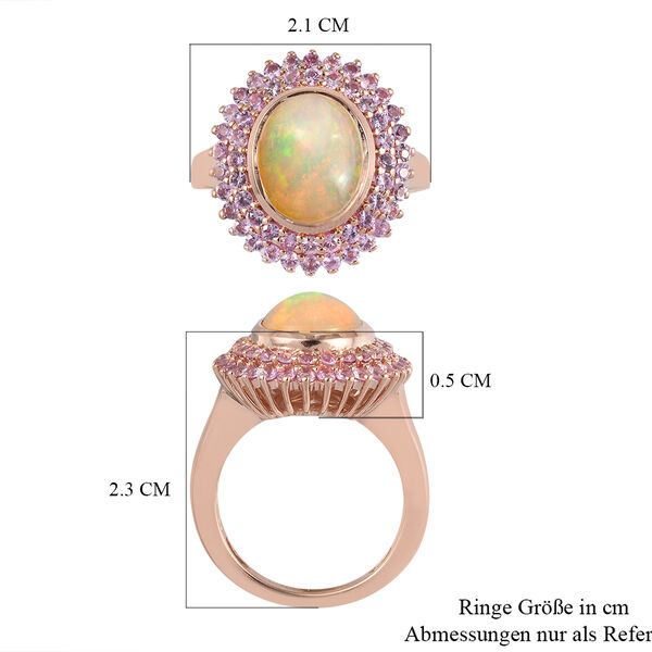 Nat&uuml;rlicher &Auml;thiopischer Opal und Rosa Saphir Ring 925 Silber Ros&eacute;gold Vermeil  ca. 3,23 ct image number 7