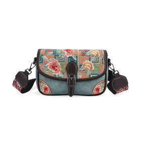 "PU Embroidered crossbody bag Color:Blue Size:22*8*16 cm   Wall: PU Lining: Polyester Exterior:zipped-2.pocket-1 Interior: zipped-1,slid-1"