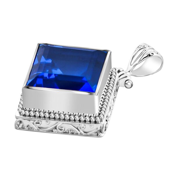 Royal Bali Kollektion - Blauer ceylonfarbener Saphir Triplett Quarz Anhänger - 18,84 ct. image number 3