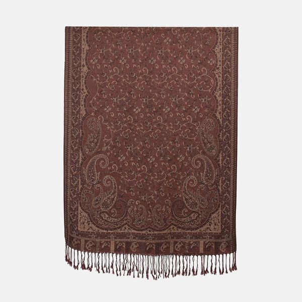 Jacquard Paisley-Schal mit Fransen, 170cm x 75cm, Braun image number 6