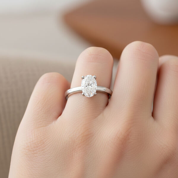 LUXURIANT SGL zertifizierter SI-GH Labor Oval-Diamant Ring, 925 Silber rhodiniert - 1 ct. image number 3