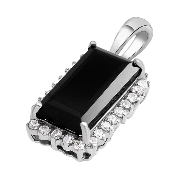 Schwarzer Spinell und weißer Zirkon-Anhänger, 925 Silber platiniert ca. 11.79 ct image number 3