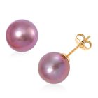 Lila Edison Perle Ohrringe 925 Silber vergoldet