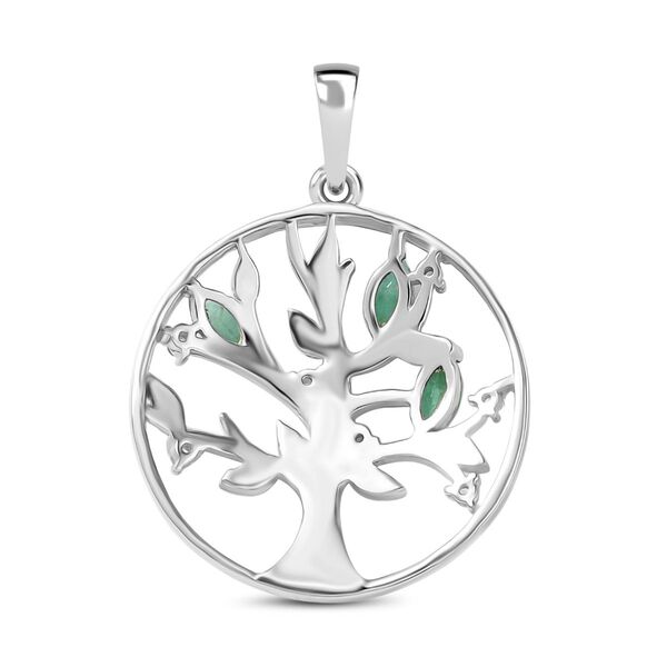 Kagem Sambischer Smaragd, Weißer Zirkon Anhänger 925 Silber platiniert ca. 0.51 ct image number 5