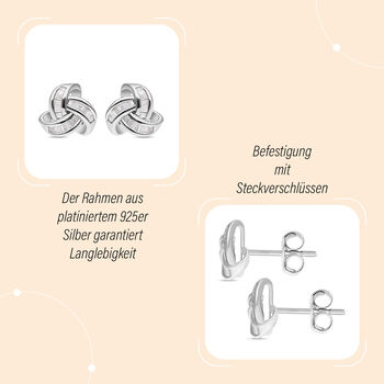 Liebesknoten wei&szlig;e Diamant-Ohrstecker, 925 Silber platiniert - 0,25 ct.