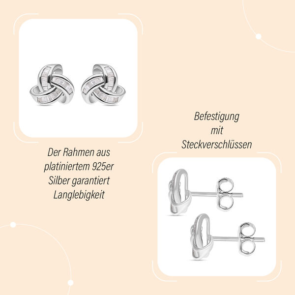 Liebesknoten wei&szlig;e Diamant-Ohrstecker, 925 Silber platiniert - 0,25 ct. image number 5