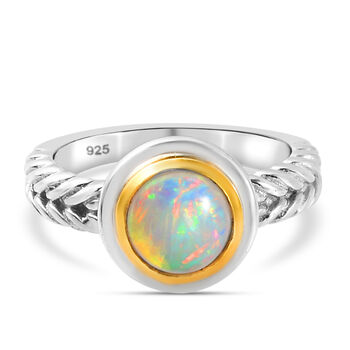 Nat&uuml;rlicher &Auml;thiopischer Opal Ring 925 Silber Bicolor (Gr&ouml;&szlig;e 21.00) ca. 0,84 ct