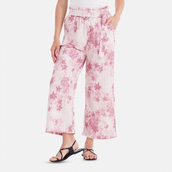 Weit geschnittene Hose, Blumenmuster, 99&times;35,5cm, Aprikose