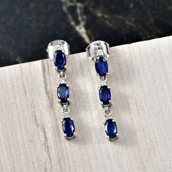 D'Joy Masoala Saphir (Fissure gef&uuml;llt), Moissanit Ohrringe 925 Silber rhodiniert ca. 2.03 ct