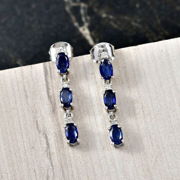 D'Joy Masoala Saphir (Fissure gefüllt), Moissanit Ohrringe 925 Silber rhodiniert ca. 2.03 ct image number 2