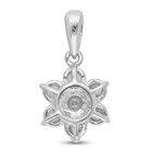 Floraler Diamant-Solitär-Anhänger in Silber image number 4