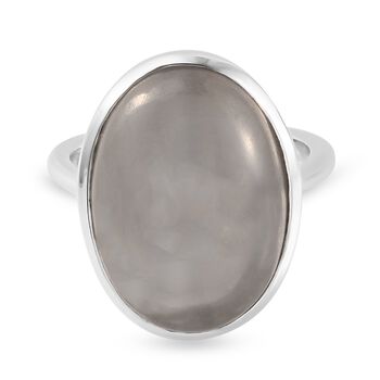 Grauer Mondstein  Solit&auml;r Ring 925 Silber platiniert (Gr&ouml;&szlig;e 16.00) ca. 9,74 ct
