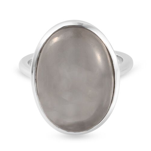 Grauer Mondstein  Solitär Ring 925 Silber Platin-Überzug image number 0