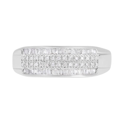 Wei&szlig;er Diamant Ring, 925 Silber platiniert, (Gr&ouml;&szlig;e 20.00) ca. 0.33 ct
